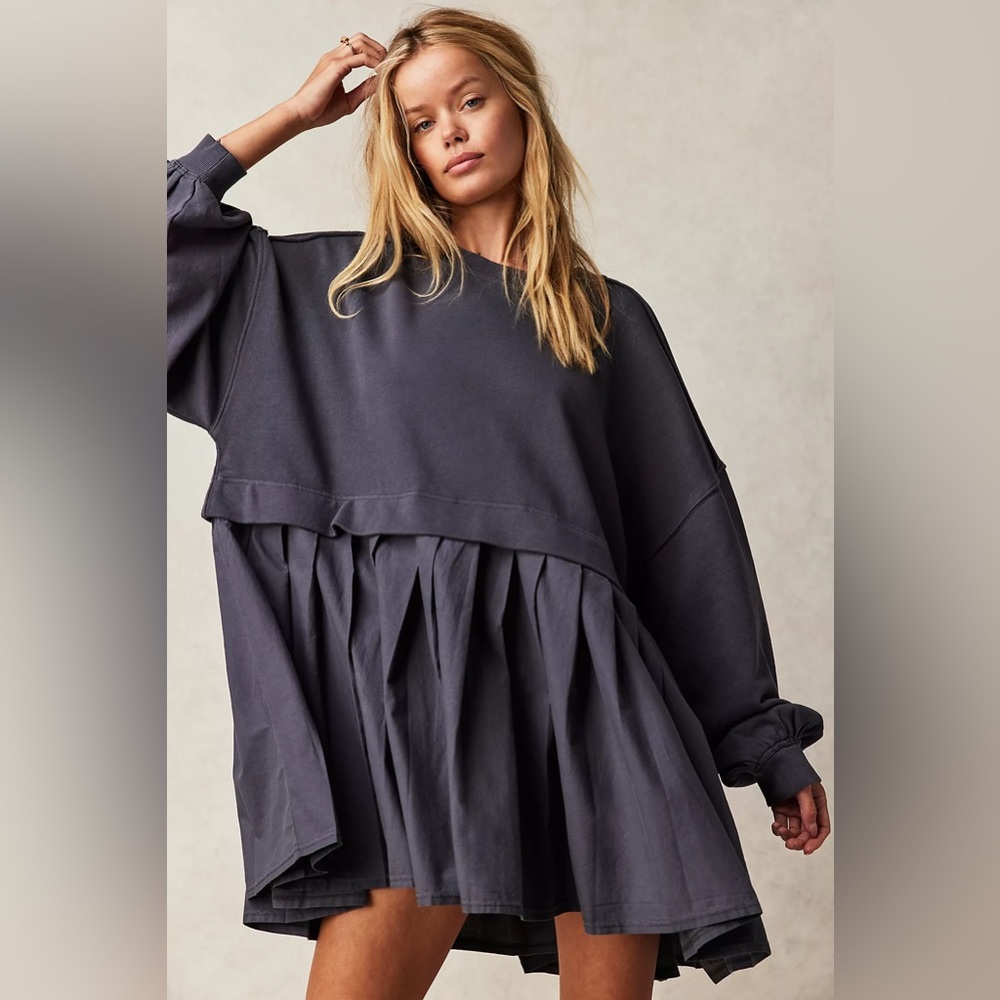 Free People Charcoal Oversized Top